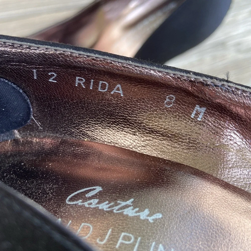 Donald J. Pliner Couture 'Rida' Black Satin & Leather Pump Women's Size 8 - Picture 7 of 13